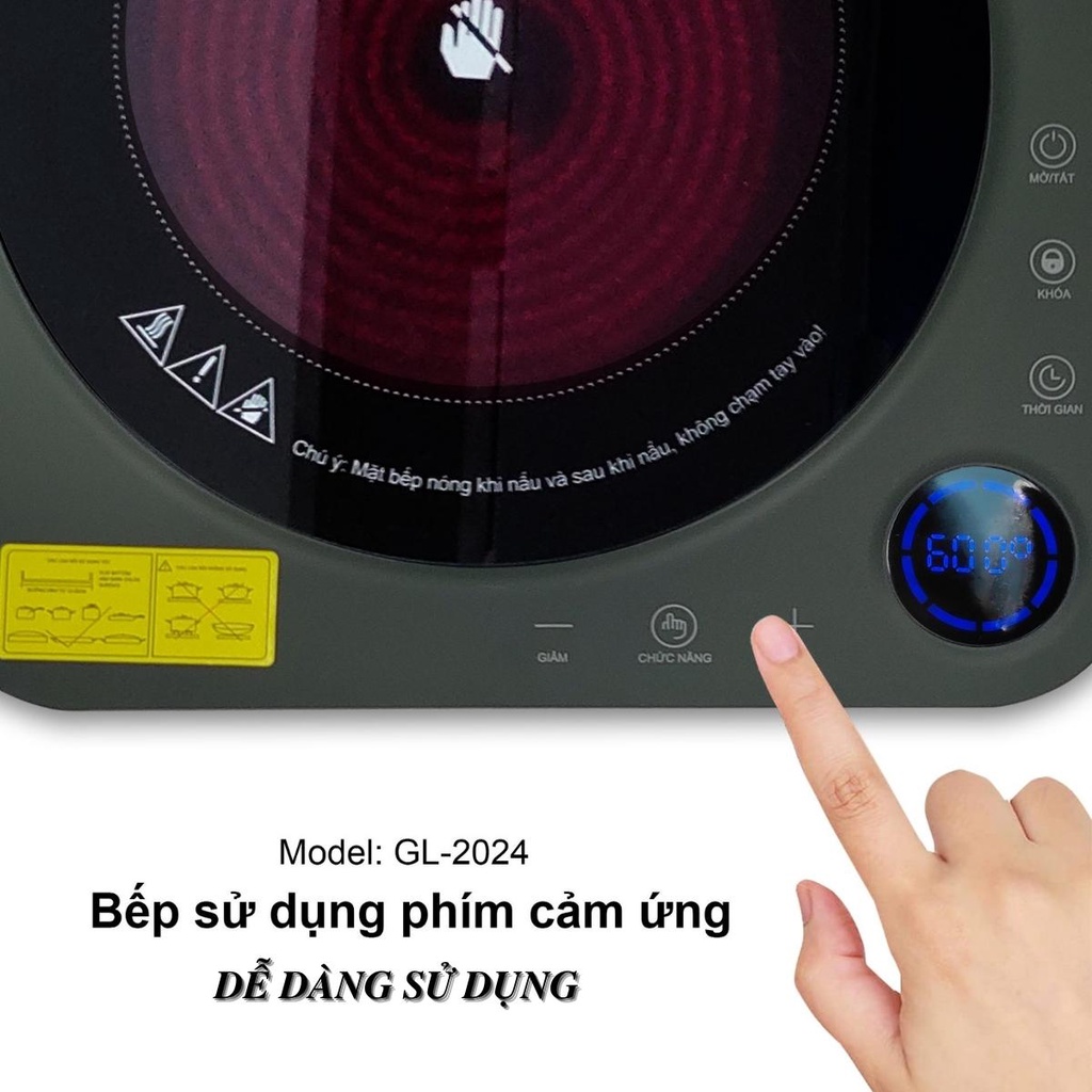 Bếp điện từ Gali 2000w  dùng cho tất cả các loại nồi nấu, không kén nồi