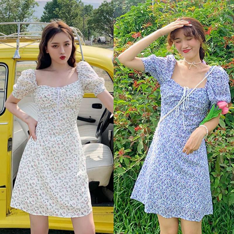 Đầm Voan Hoa Tay Ngắn Thời Trang Dành Xinh Xắn Cho Nữ