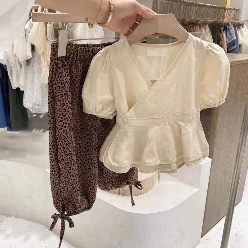 [Babycat] Hàng Có Sẵn Quần Dài In Họa Tiết Da Báo Phong Cách Nhật Hàn Cổ Điển Phong Cách Hàn Quốc Thời Trang Mùa Hè Dành Cho Bé Gái