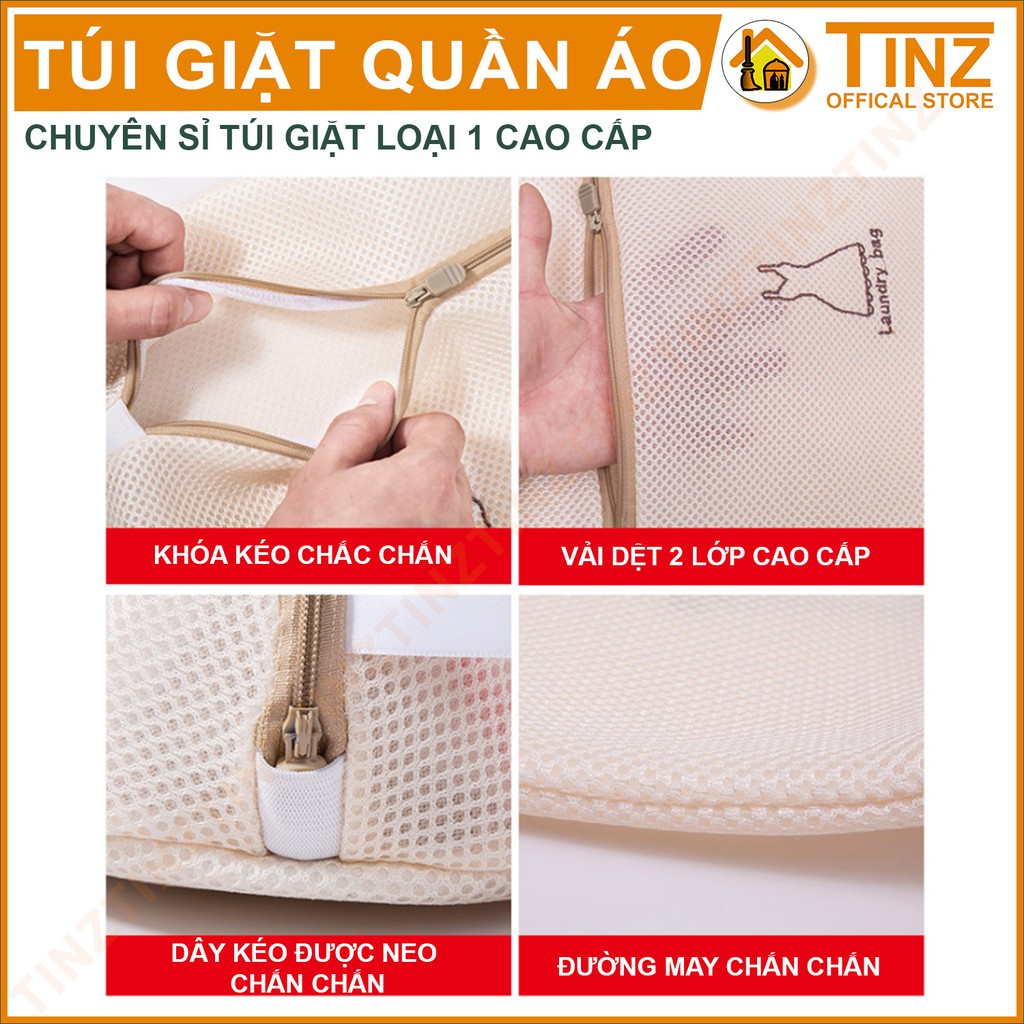 Túi Giặt TINZ VN Thêu Chữ, Túi Lưới Giặt Đựng Áo Quần Cao Cấp Dành Cho Máy Giặt