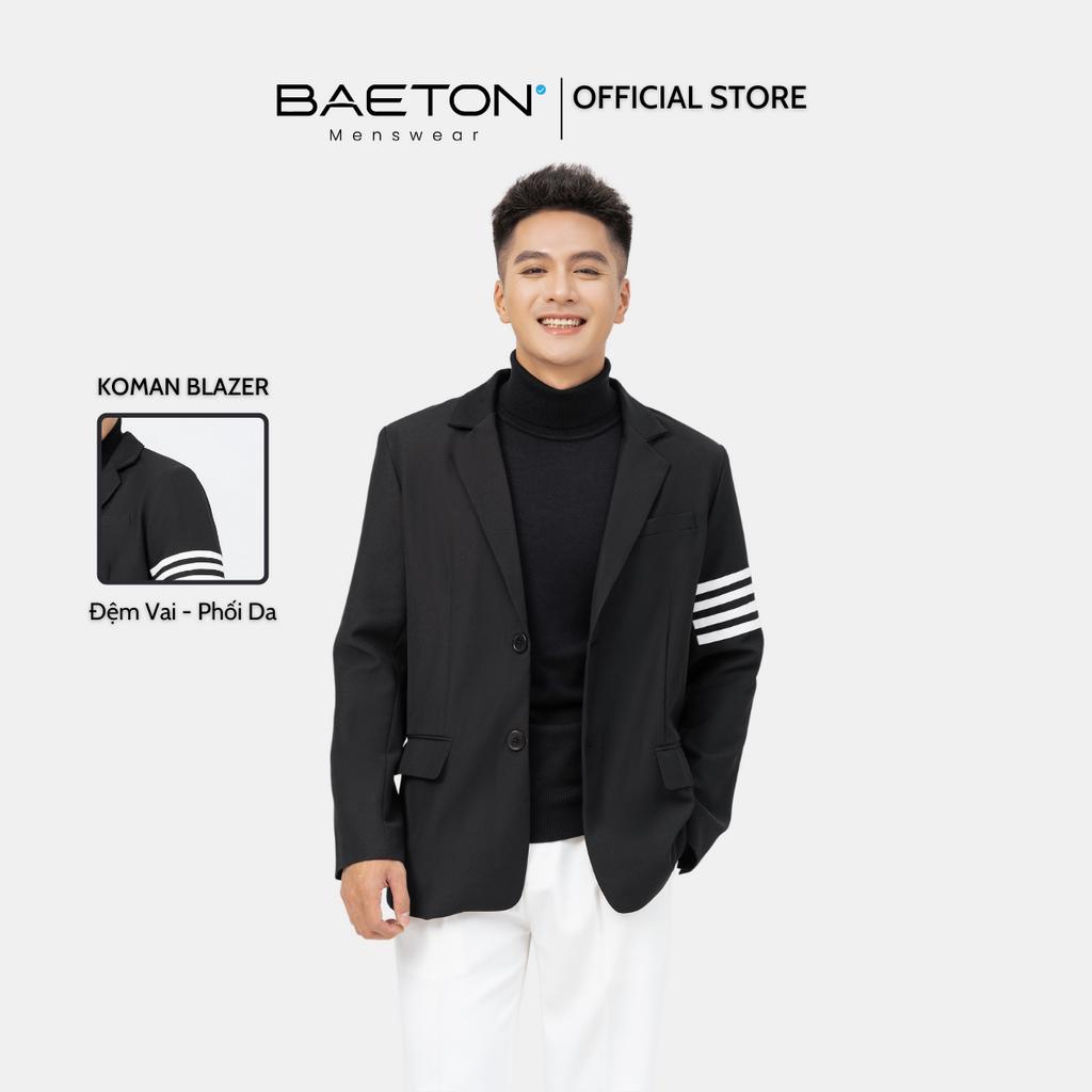 Áo khoác blazer nam cao cấp Koman có đệm vai, tay phối da phong cách Hàn Quốc - B02