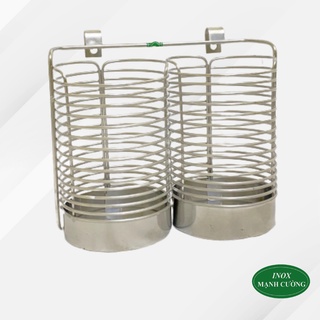 Ống đựng đũa tròn 2 ngăn inox 201
