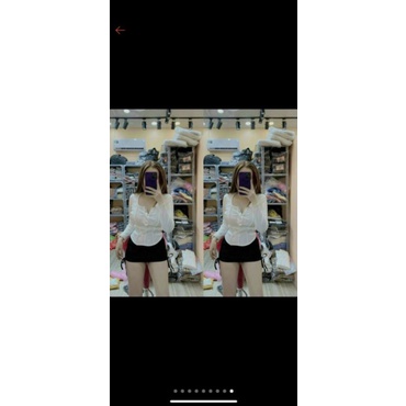 Áo kiểu tay dài vạt bầu nút bấm alohashop91