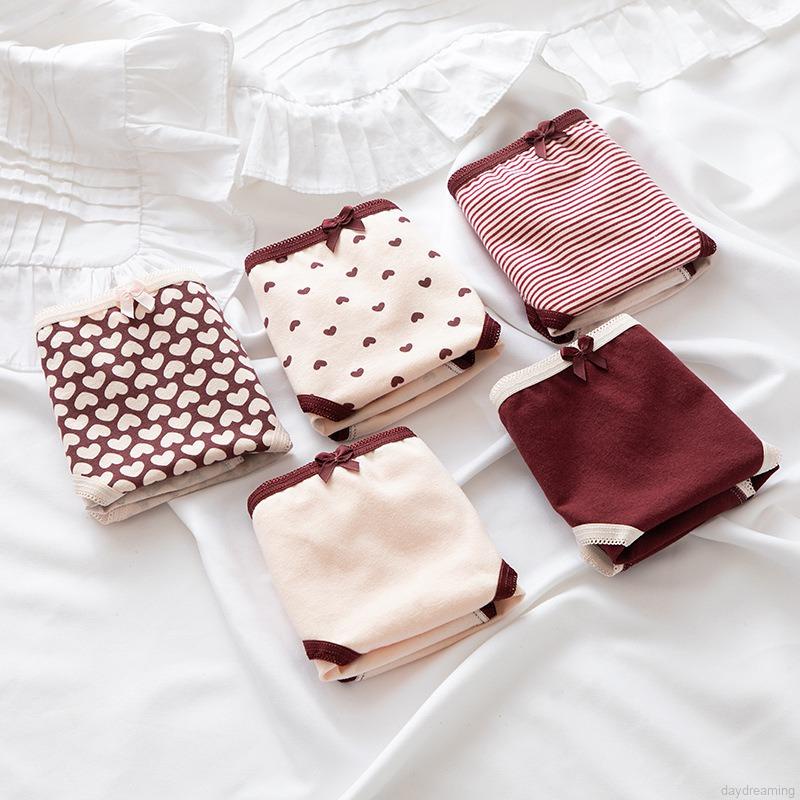 Quần lót cotton eo cao trung bình họa tiết xinh xắn thoải mái dành cho nữ