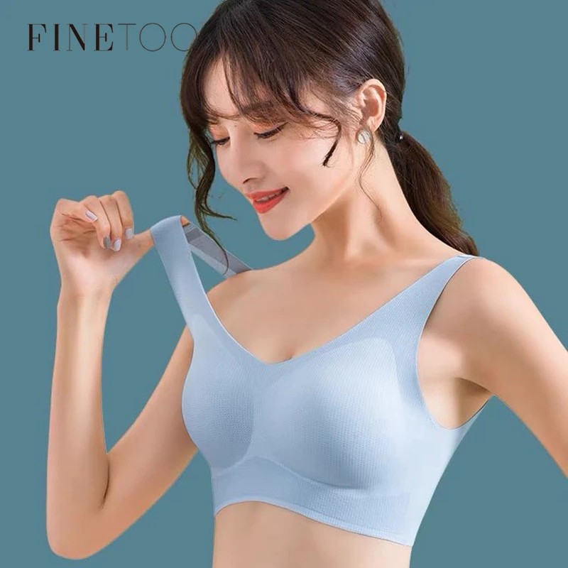 Áo lót FINETOO cổ chữ V không đường may không gọng thoáng khí phong cách gợi cảm cho nữ