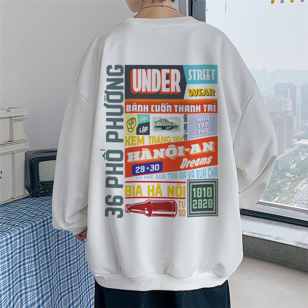Áo Nỉ Sweater, Áo Hoodie Hà Nội Under - Chất Nỉ Bông Dày Dặn - In Họa Tiết Local Brand
