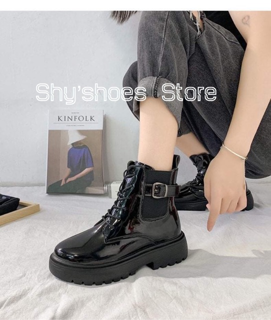 [CÓ SẴN] 💥 Giày boot cổ lửng gothic phong cách cá tính (bóng, nhám)