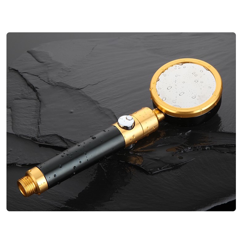 Tay sen tiết kiệm nước bằng hợp kim nhôm chống oxi hóa màu vàng đen cao cấp có nút bật tắt nước trên thân tiện dụng
