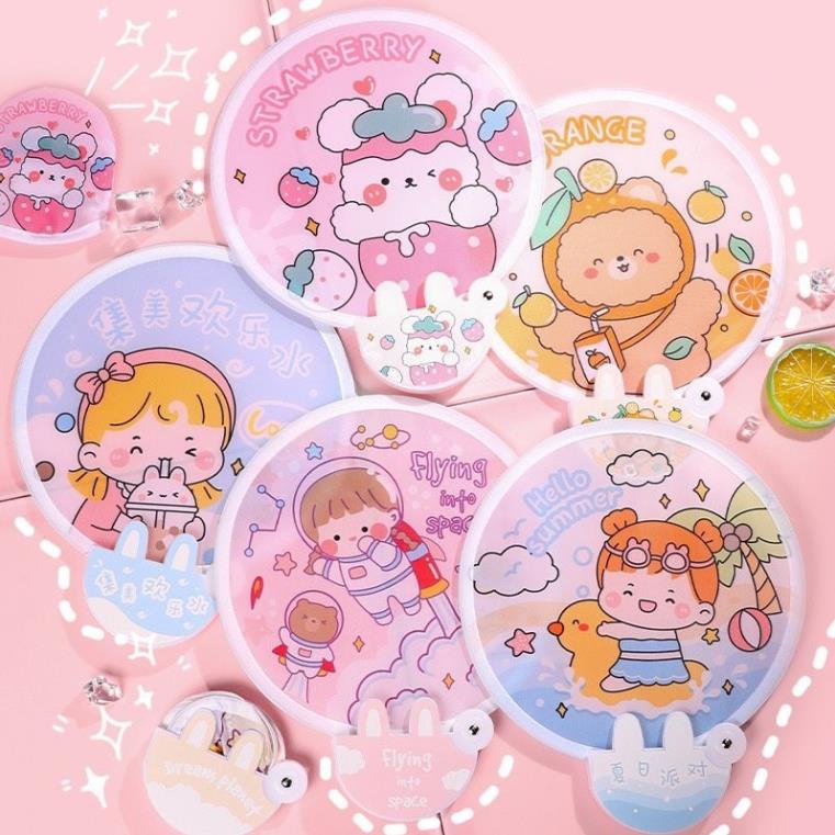 Quạt Vải Mini Cầm Tay Gấp Gọn Họa Tiết Dễ Thương
