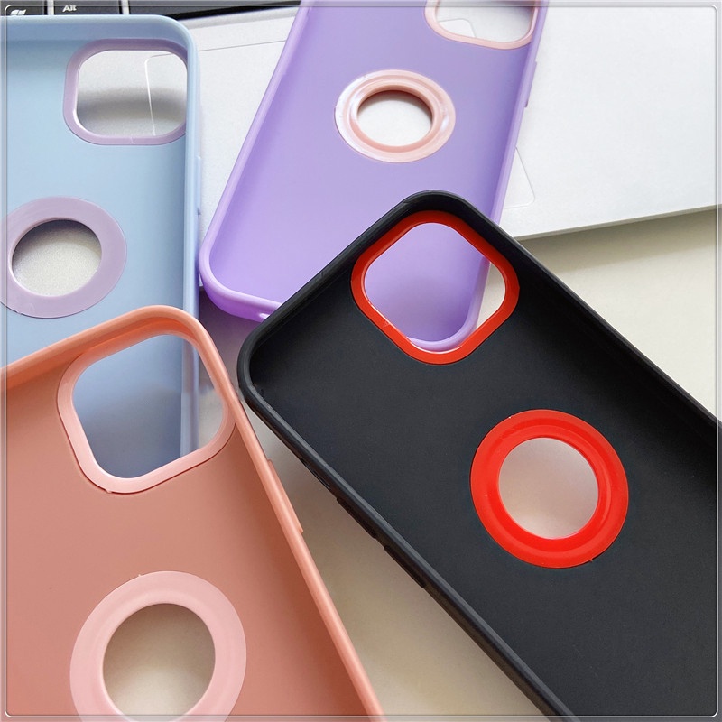 Ốp Điện Thoại Mềm Chống Sốc Màu Tương Phản Có Logo Cho iPhone 14 13 12 11 Pro Max XS XR X 8 + 7 Plus