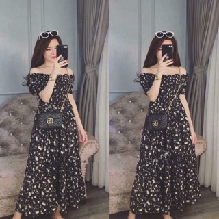 Váy maxi trễ vai đi biển cực xinh