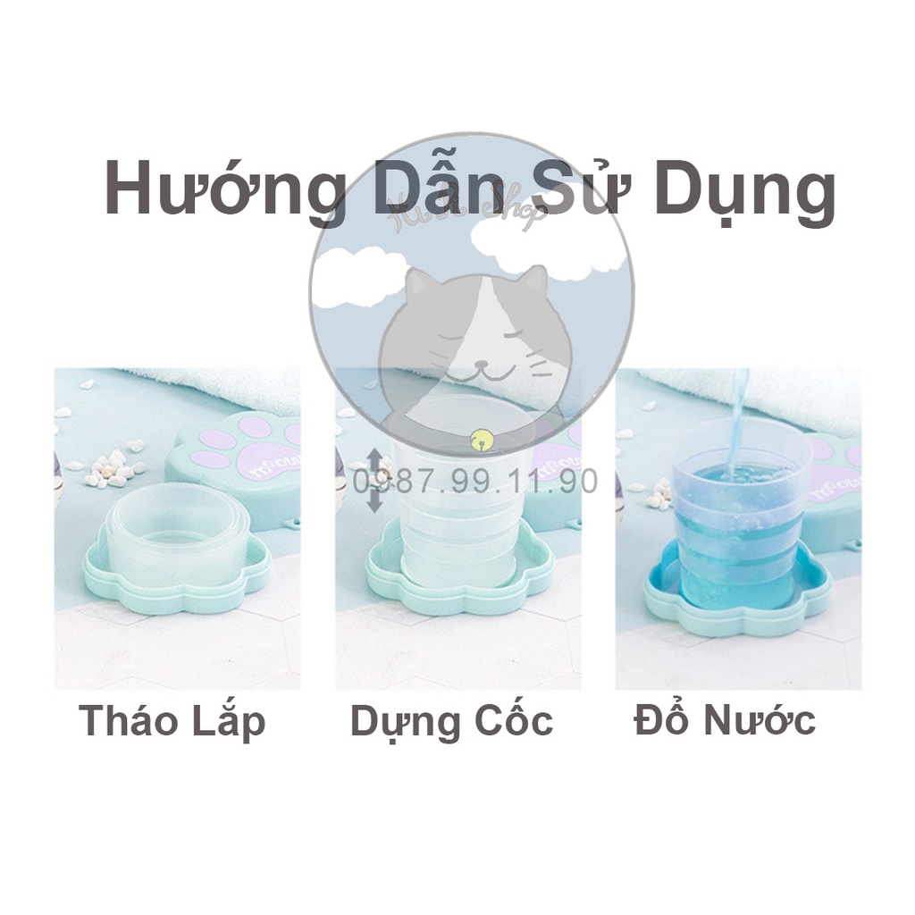 Cốc Uống Nước Rút Gọn Thu Gọn Hình Chân Mèo Dễ Thương Dễ Mang Đi Du Lịch Picnic