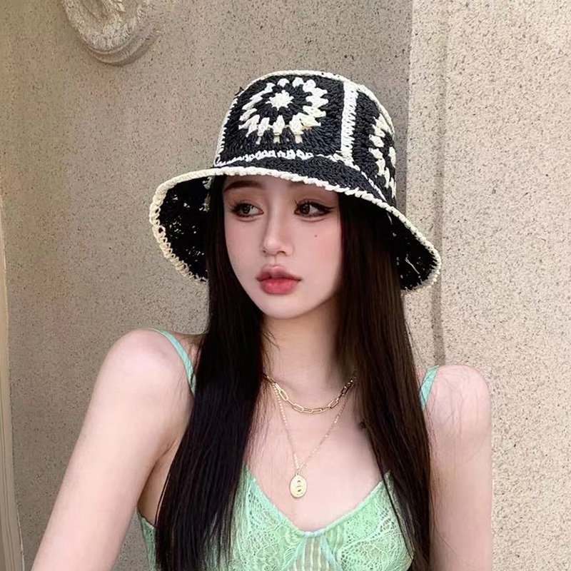 Nón Vành Đan Cói Họa Tiết Hoa Thời Trang Mùa Hè Cho Nữ