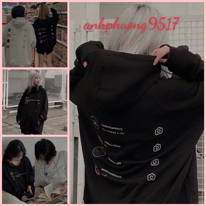 Áo hoodie Why not Sad Boy UlzzangHodie nữ form rộng vải nỉ tàu giá rẻ không xù lông hàng quảng châu BST thu đông unisex