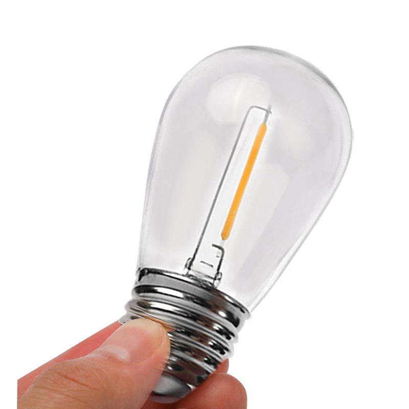 Bóng đèn thay thế 24 gói 3V LED S14, Bóng đèn dây năng lượng mặt trời ngoài trời chống vỡ, Màu trắng ấm