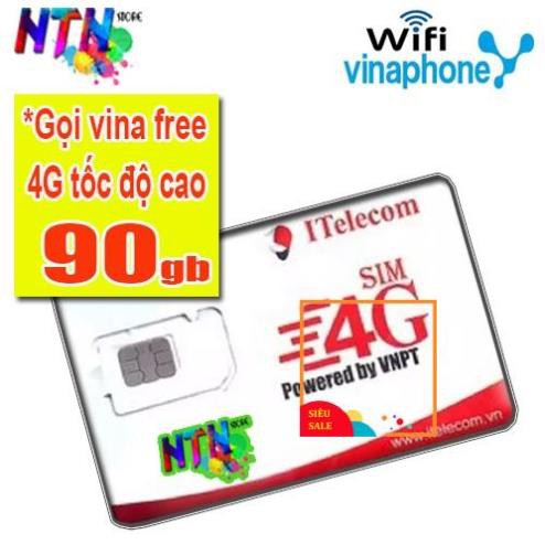 Sim 4G itel gói may💝 gọi vina miễn phí, lên mạng miễn phí 90gb giống gói 💝vina vd89