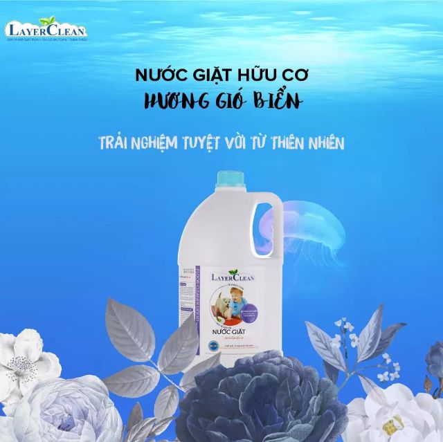 Nước giặt hữu cơ Layer Clean hương Ocean can 5L, gió biển