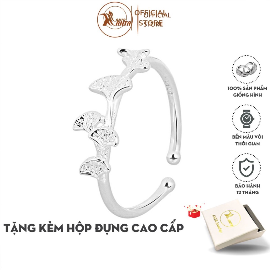 Nhẫn hở freesize hình lá cây bạch quả phong cách Hàn Quốc dành cho nữ ANTA Jewelry - ATJ 7036