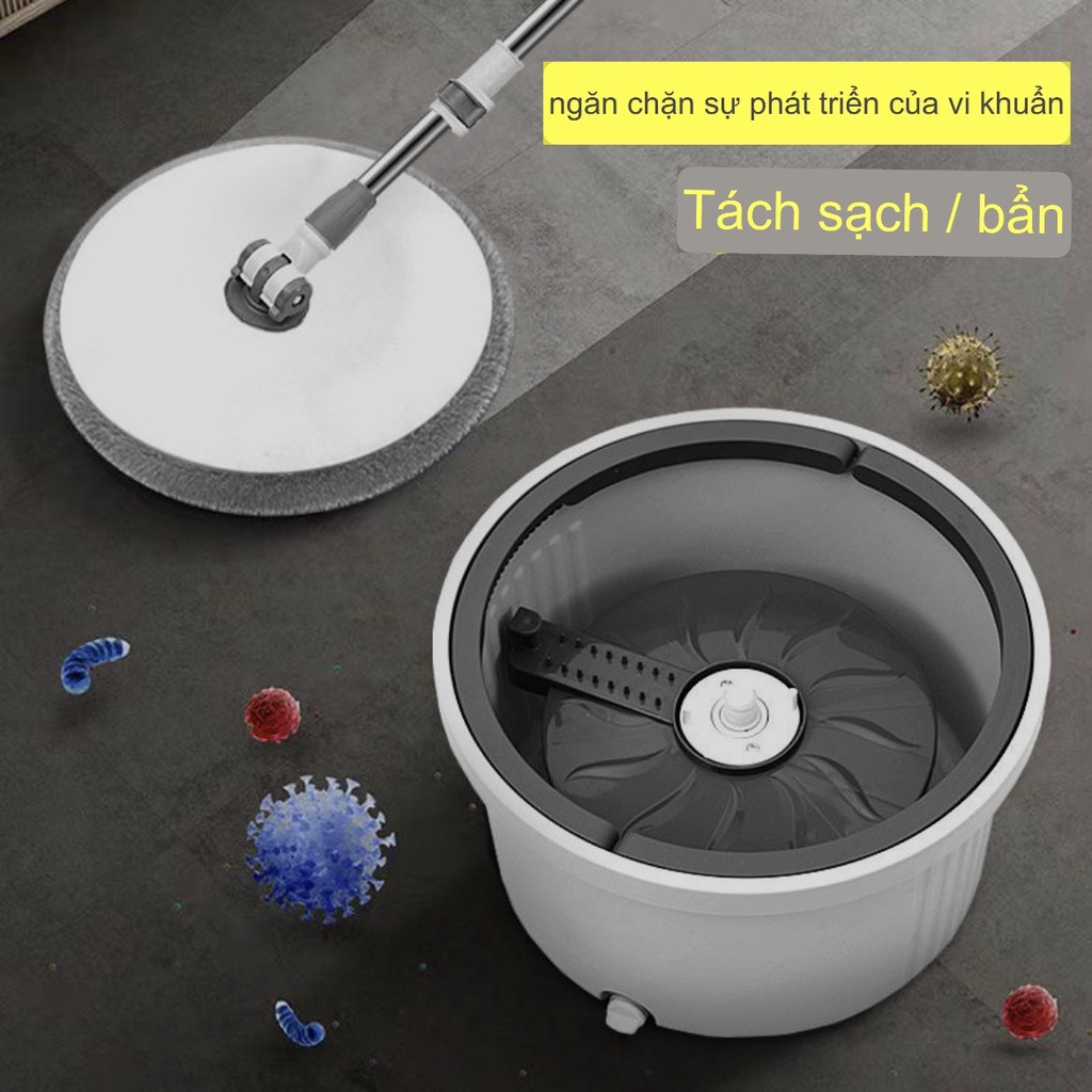 Bộ Cây Lau Sàn Xoay hình Tròn 6 trong 1. Trợ thủ cho những người cực kỳ bận rộn. Dọn sạch trong 5 phút