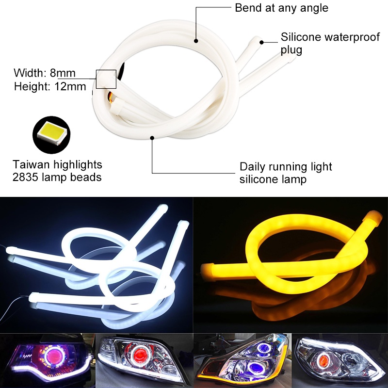 Bộ 2 Đèn LED DRL Chạy Ban Ngày Hai Màu Sắc Cho Xe Hơi