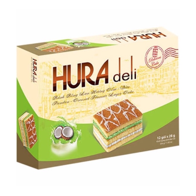 Bánh bông lan Hura Deli hộp 336g( 12 cái)