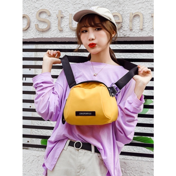 Túi Xách Nữ ĐẹpTúi đeo chéo Túi xách canvas chống thấm nước màu đen phong cách hàn quốc dành cho nữ-73