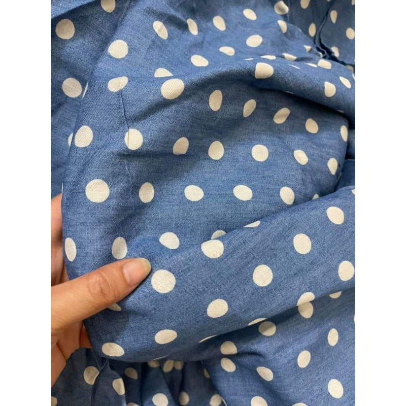 Vải thô jean giấy chấm bi