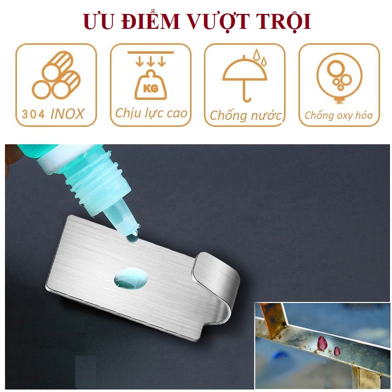 Combo 5 Móc Dán Tường Keo 3M chất liệu INOX SUS304 siêu dính - M08