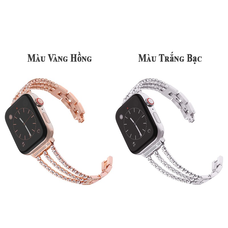 Dây Đeo Đồng Hồ APPLE WATCH Đính Đá Sang Trọng chất liệu Thép không Gỉ 6/5/4/3/2/1 38mm/ 40mm/ 42mm/44mm LH10