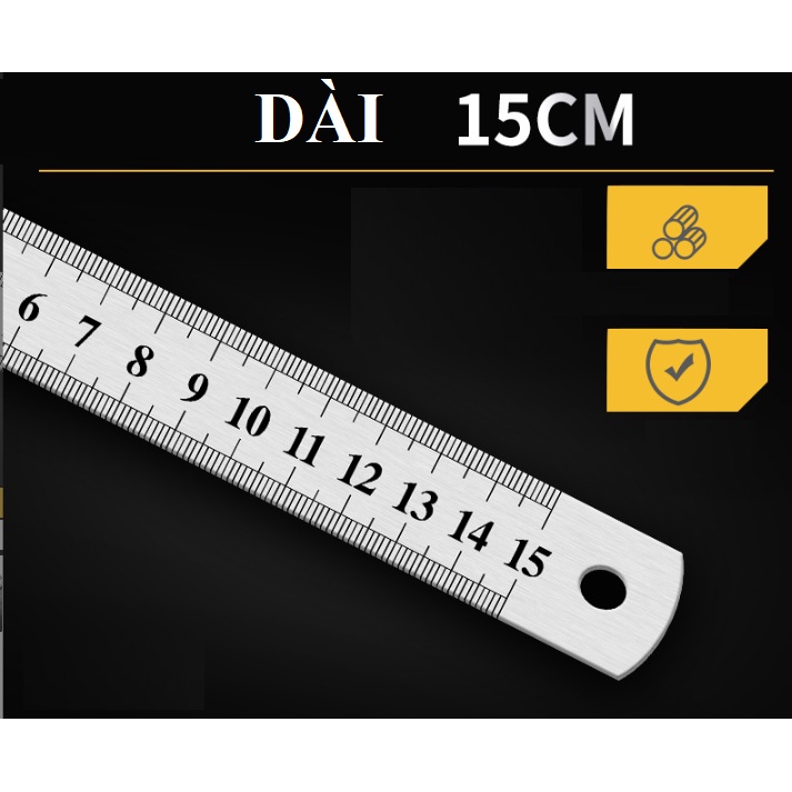 Thước Kẻ Thép Cao Cấp - Thước Lá Kích Thước 15cm-20cm-30cm Nhỏ Gọn, Tiện Lợi - Chất Liệu Chống Mòn Gỉ