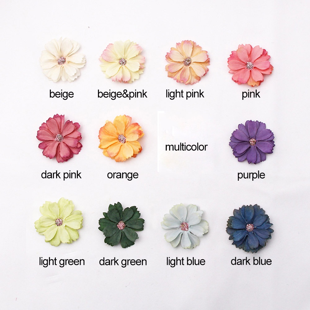 Set 50 bông hoa cúc giả bằng lụa 4.5cm nhiều màu trang trí sổ tay / đồ thủ công DIY