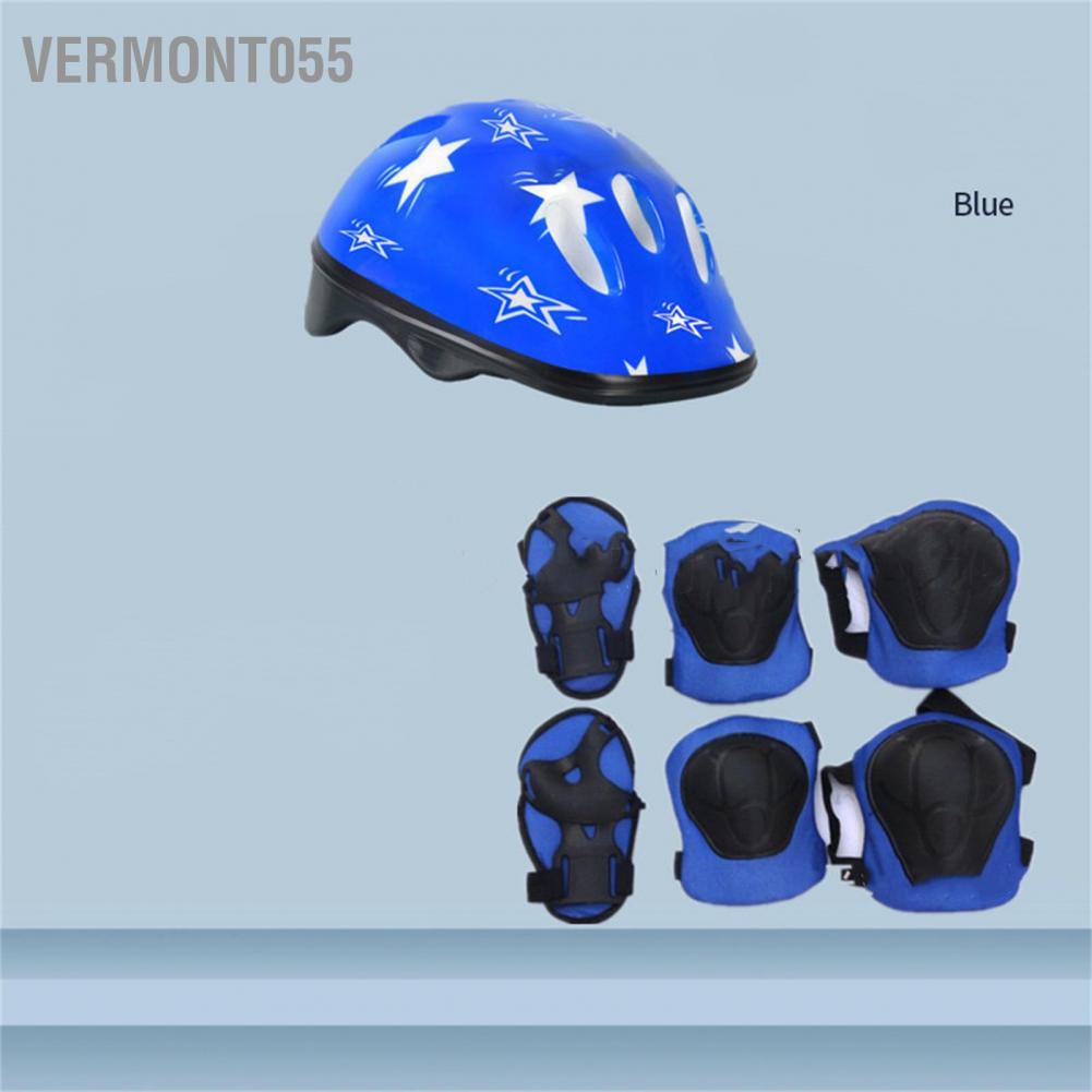 Vermont055 7 cái Bộ bảo vệ ván trượt cho trẻ em hiểm PVC Mũ đầu gối khuỷu tay Tấm đệm cổ Trượt băng Đạp xe