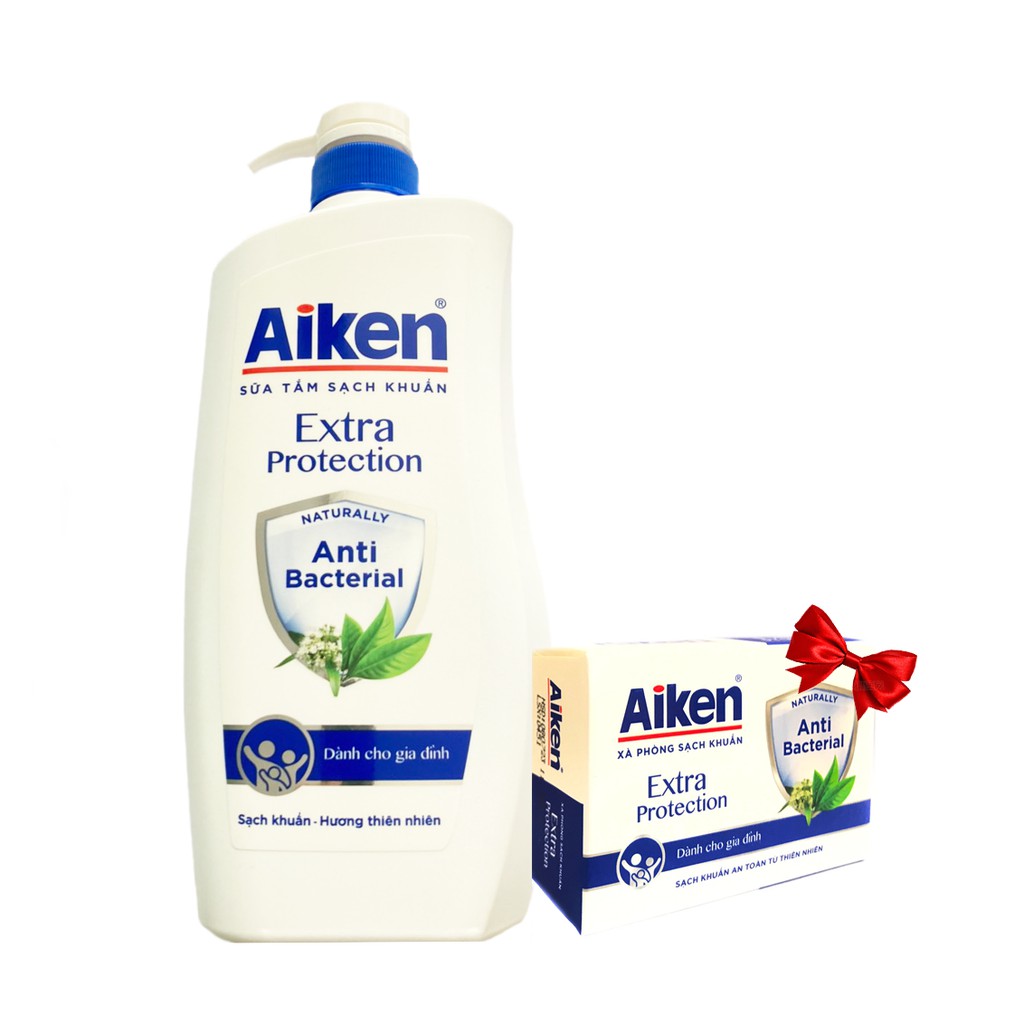 Sữa tắm sạch khuẩn Aiken Extra Protection 850gr Tặng xà phòng sạch khuẩn Extra Protection 90gr