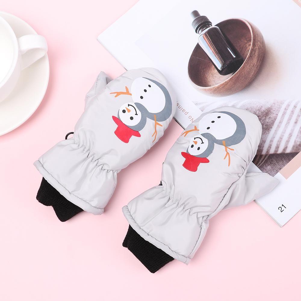 Găng Tay Trượt Tuyết Vải Nhung Dày Chống Trượt Chống Thấm Nước Cho Bé 0-5 Tuổi