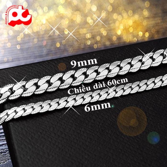 Dây chuyền thép không gỉ nam cao cấp đẹp sang trọng kiểu lặc khít chạm 2 bên PT JEWELRY kích cỡ 9mm PTDCNA57