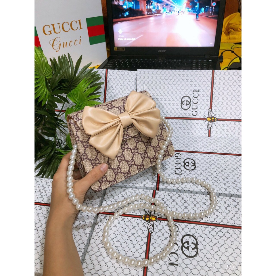 Túi Xách Nữ Đeo Chéo Quai Ngọc, Túi Đeo Vai Nữ Giá Rẻ Đẹp Đi Chơi Phong Cách Thời Trang Hàn Quốc Đen Trắng M50