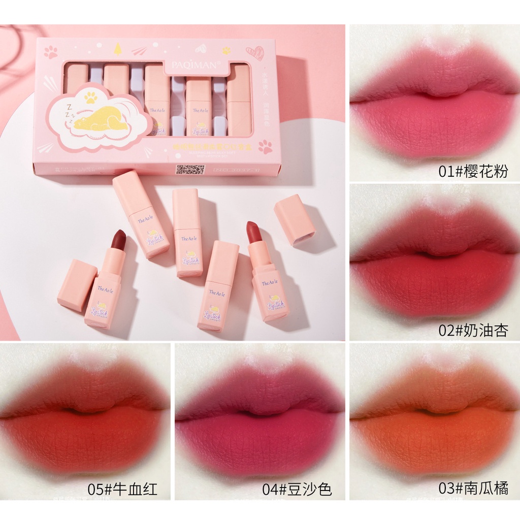 Set son nội địa trung, set 5 son lì Paqiman G11 Sammi beauty