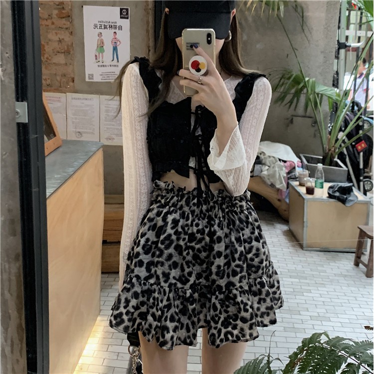 Bộ Áo Ren Dài Tay Áo Hai Dây Chân Váy Họa Tiết Da Báo Thời Trang （Buy separately） | BigBuy360 - bigbuy360.vn