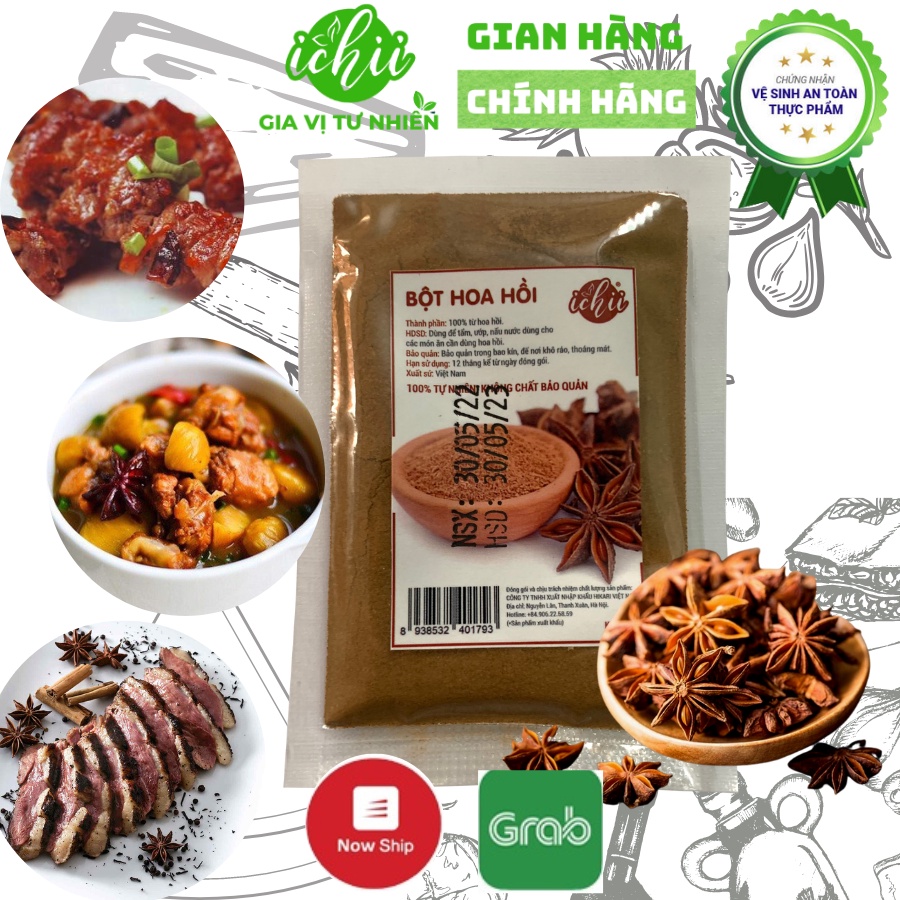 Bột hoa hồi tự nhiên ICHII , Bột hoa hồi nguyên chất gia vị nấu ăn gói 10g
