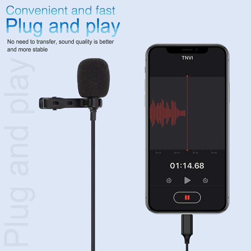 Micro lavalier nhỏ gọn chuyên nghiệp thích hợp cho iPhone XS XR X/11/11 Pro/12/12 Pro Max/8/8 Plus