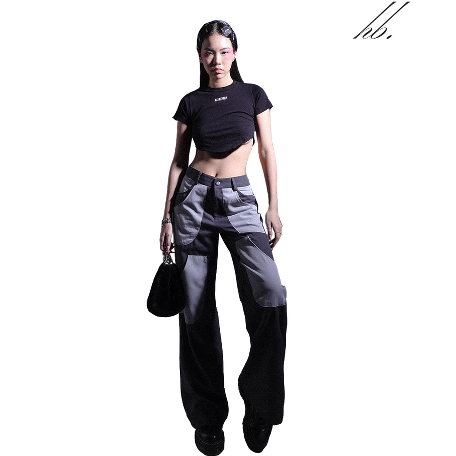 Áo crop lai vòm HeartBurn đen