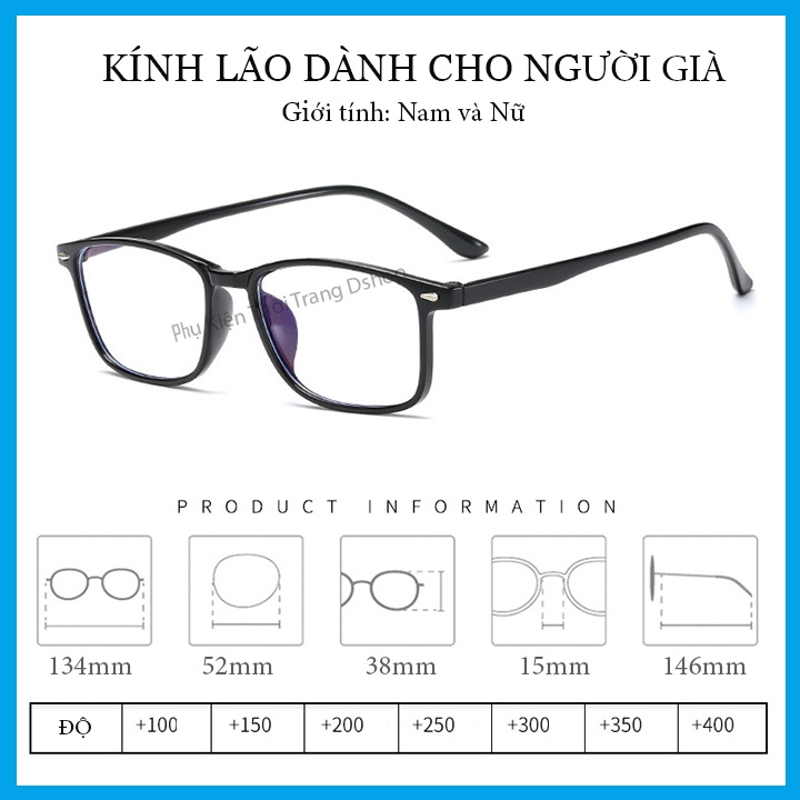 Kính lão nam/nữ, tròng kính lọc ánh sáng xanh hạn chế nhức mỏi mắt [L1]