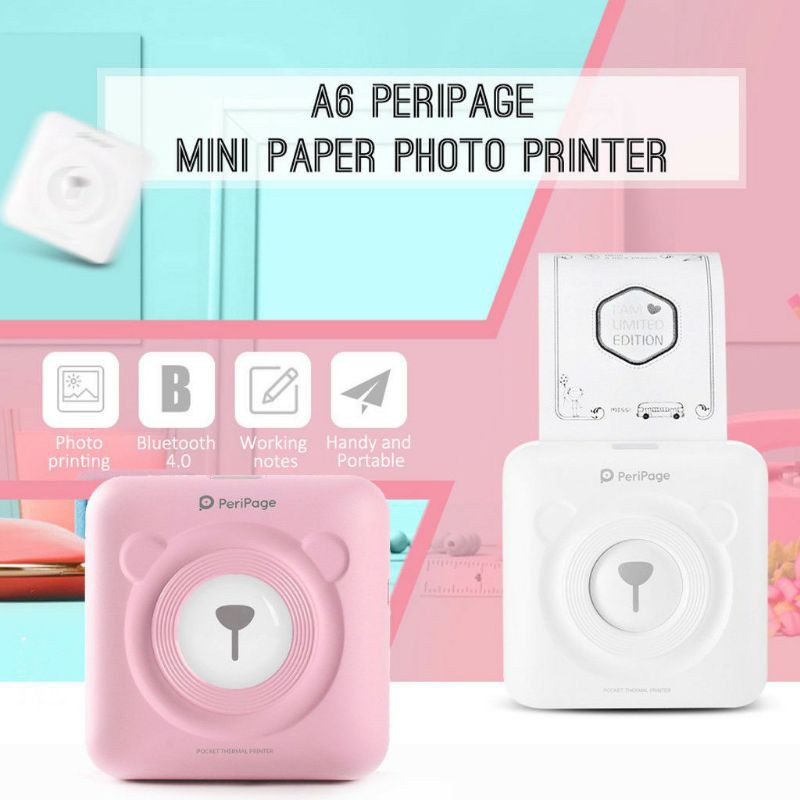 Thiết bị in cầm tay không dây bluetooth, in bill, in ảnh Peripage A6 - Có sẵn 1 cuộn giấy
