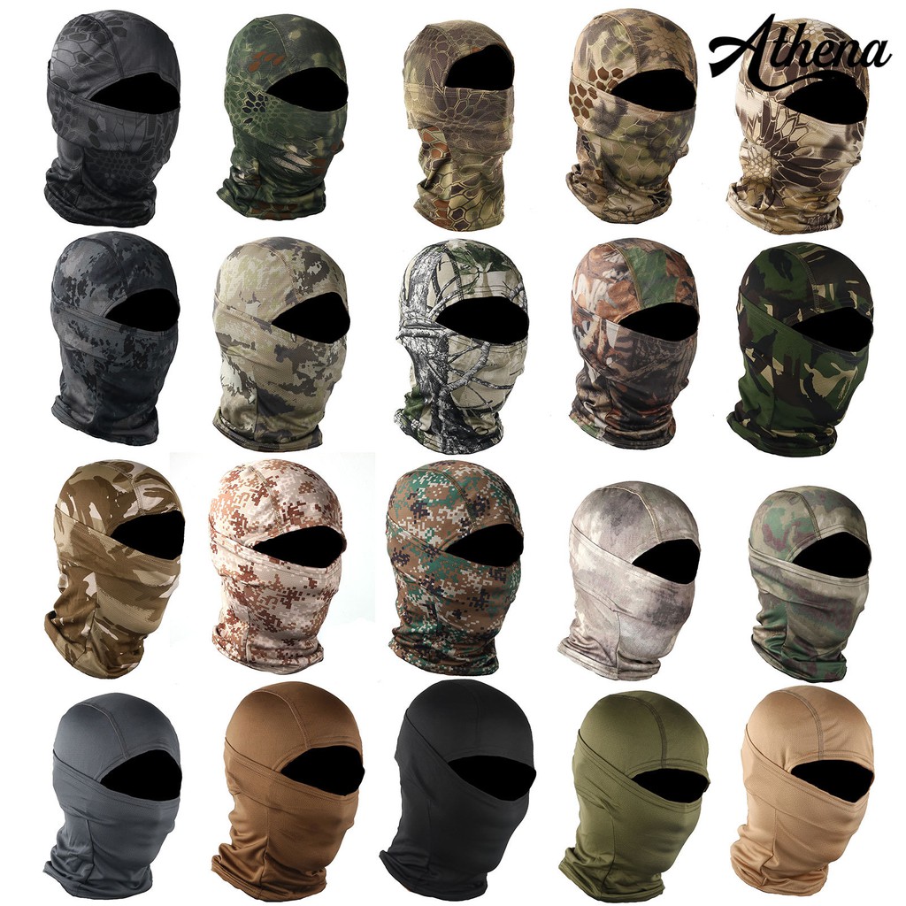 Mũ trùm đầu Balaclava phong cách ninja họa tiết quân đội/ màu trơn dành cho hoạt động ngoài trời