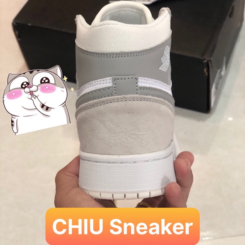 [ CHIU Sneaker ] Giày Sneaker jd1 cổ cao paris hàng độc da full da bò thật Jordan cổ cao trắng