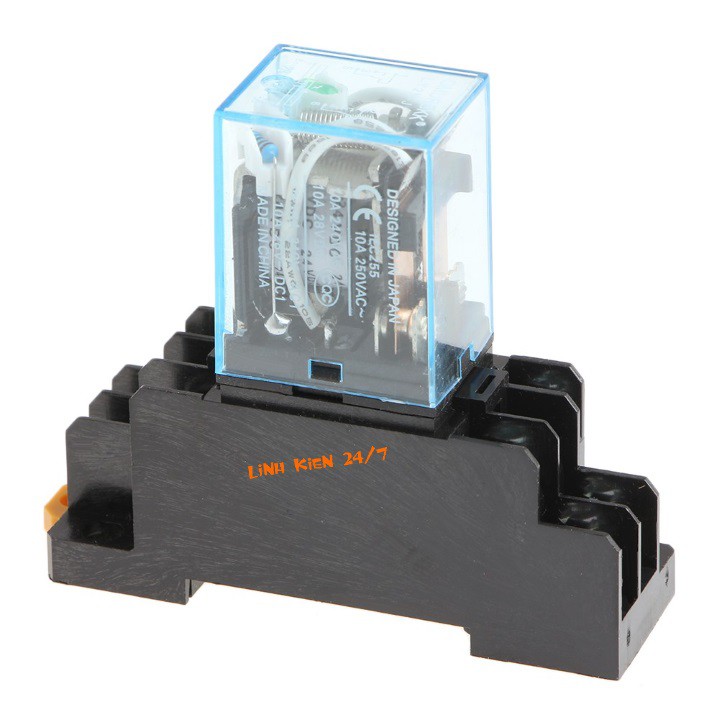 Relay Trung Gian LY2N-J Relay 12V, 24V, 220V 10A 8 Chân Kèm Chân Đế Vặn Ốc