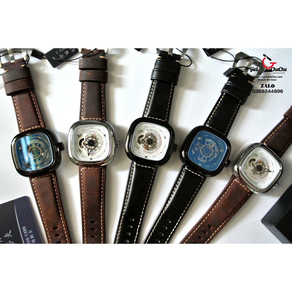 Đồng Hồ Nam Carotif Dòng Tự Động Dây Da Cao Cấp Naiwatch