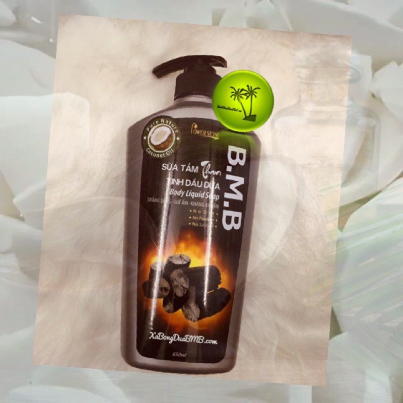 650ml Sữa Tắm Trắng Da Than Hoạt Tính &amp; Tinh Dầu Dừa B.M.B