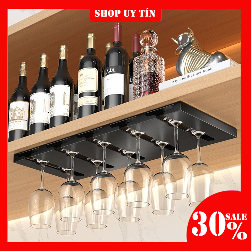 Gía treo ly quầy bar, giá treo ly gắn tủ 6,8 ly, giá treo ly rượu vang bằng thép không rỉ NPR77-78