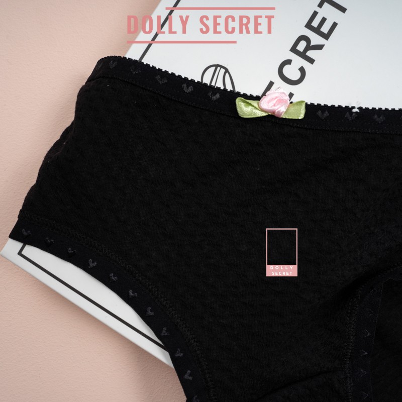 Hộp 4 quần lót nữ cotton sexy quyến rũ màu đen kháng khuẩn DOLLY SECRET